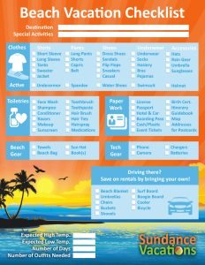 Beach Vacation Checklist Sundance Vacations