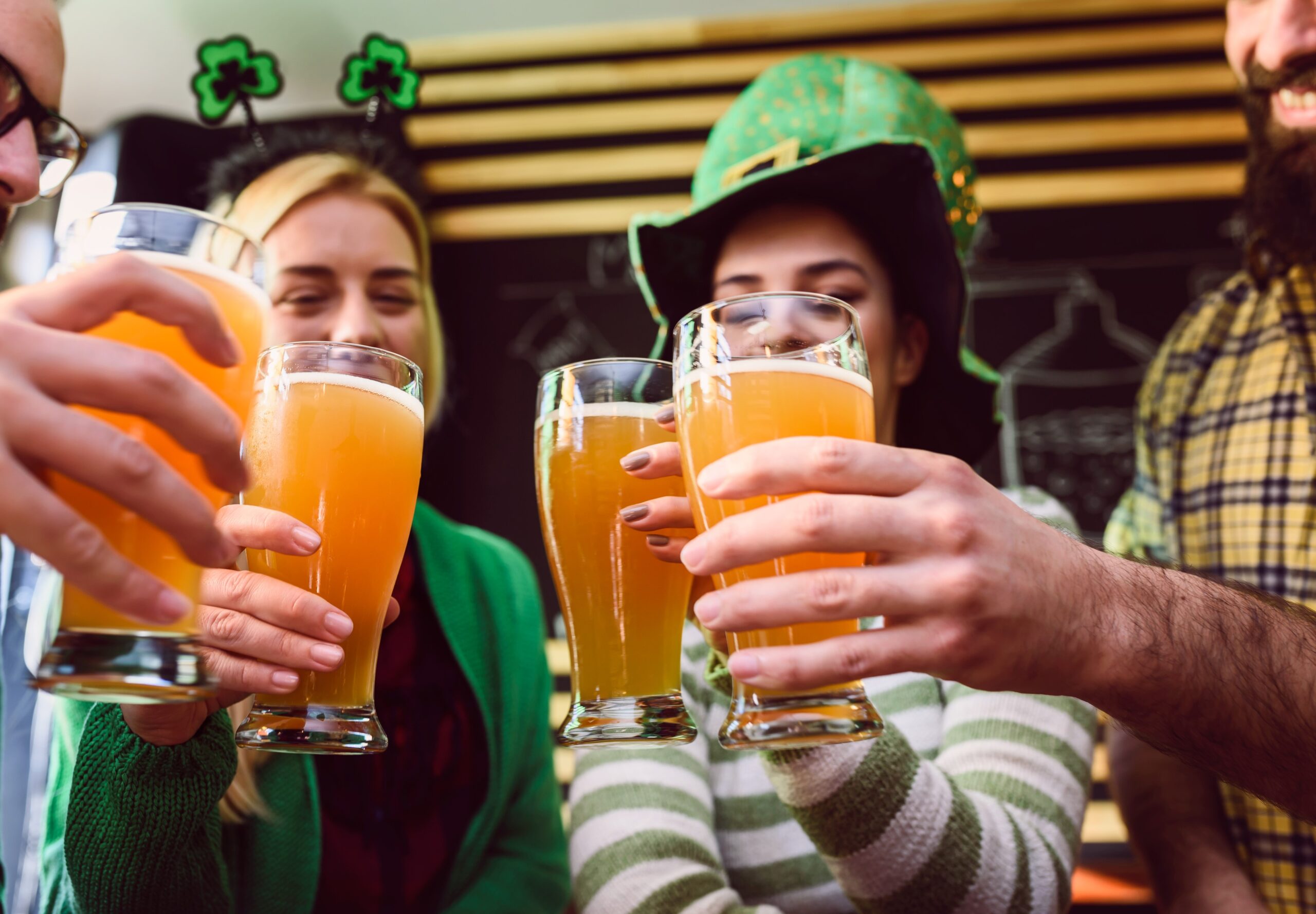 Friends drinking together on St. Patrick's Day